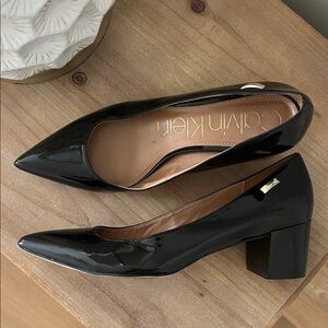 Calvin Klein Glossy Black Block Heels